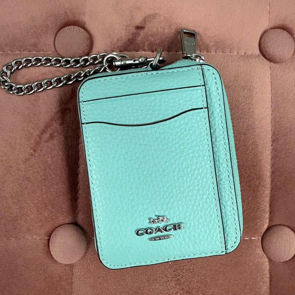 Coach Faded Blue Zip Card Case